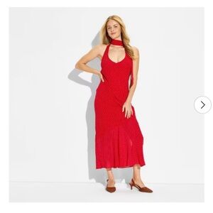 Wild Fable Halter Scarf Dress Red Polka Dots